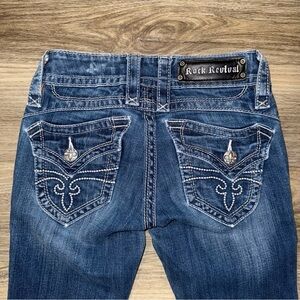 Rock Revival Chrissie Straight Leg Jeans Mid Rise 26x26 Medium Wash